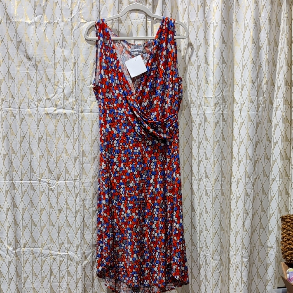 Floral Sleeveless Dress - Red and Blue